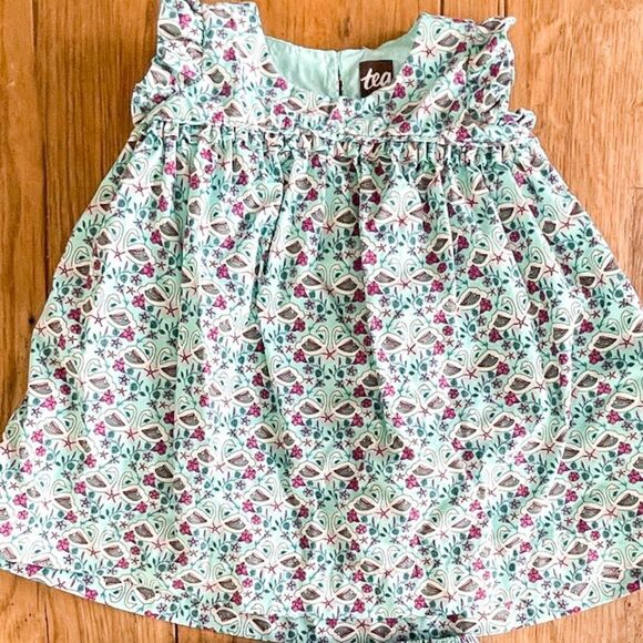 Tea Collection Swan Print Dress with Bloomer, Size 9-12M - Picture 1 of 4